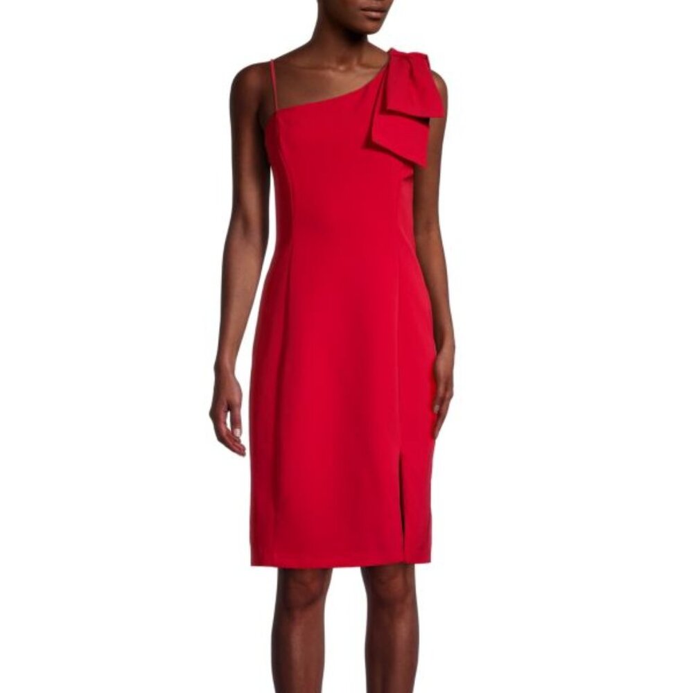 julia jordan Red One-Shoulder Sheath Dress with Shoulder Bow
